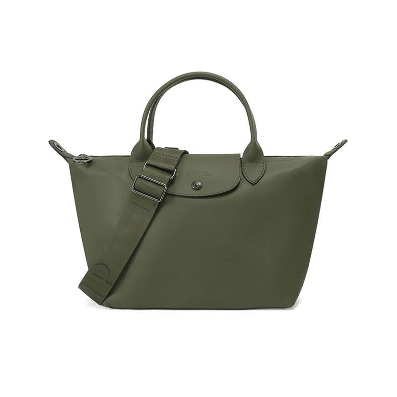 LONGCHAMP Le Pliage Xtra Cow Leather Dumpling Bag, Shoulder Bag, Crossbody Bag, Handbag Small Women's Army Green