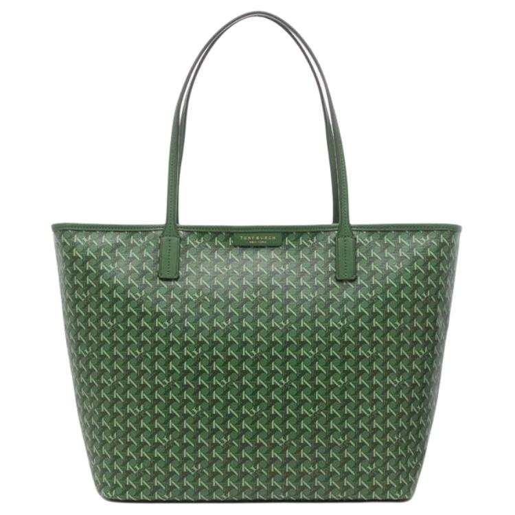 TORY BURCH Ever Ready Coated Canvas Tote Bag, Shopping Bag, Shoulder Bag Large Women's Green