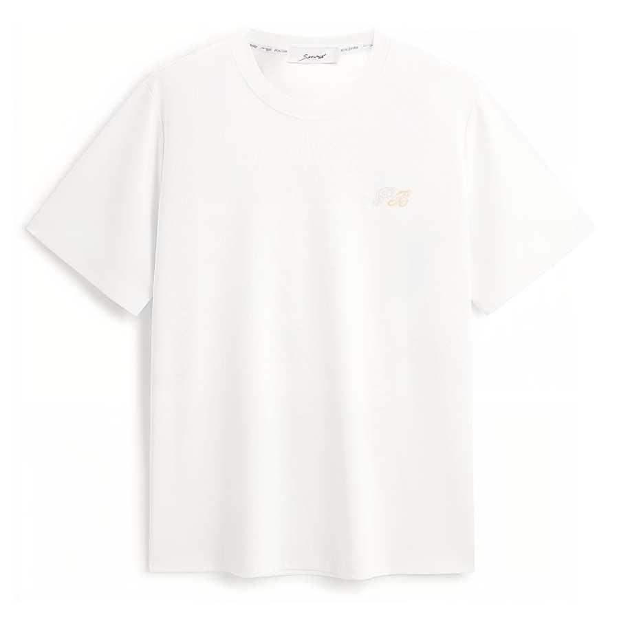 PEACEBIRD MEN T Shirts Men's Bright White 1 Crew Neck Moderate Straight Fit