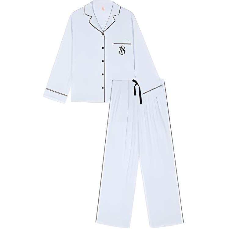 Victoria's Secret Pajama Set Lightweight Smooth And Sleek Shiny Satin Women's Light Blue