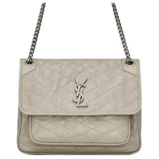 SAINT LAURENT Niki Cow Leather Chain Bag, Crossbody Bag, Shoulder Bag Medium Women's White