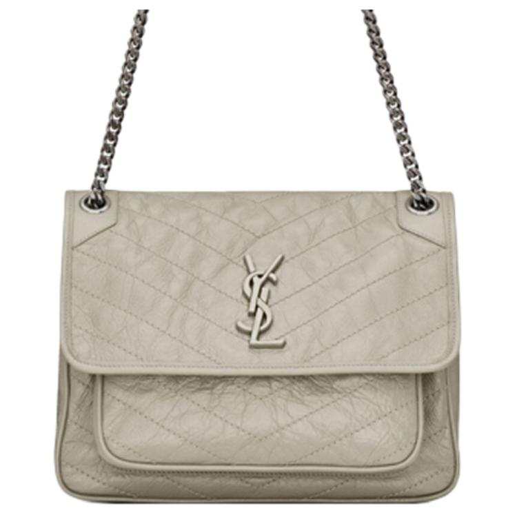 SAINT LAURENT SAINT LAURENT Niki Cow Leather Chain Bag, Crossbody Bag, Shoulder Bag Medium Women's White