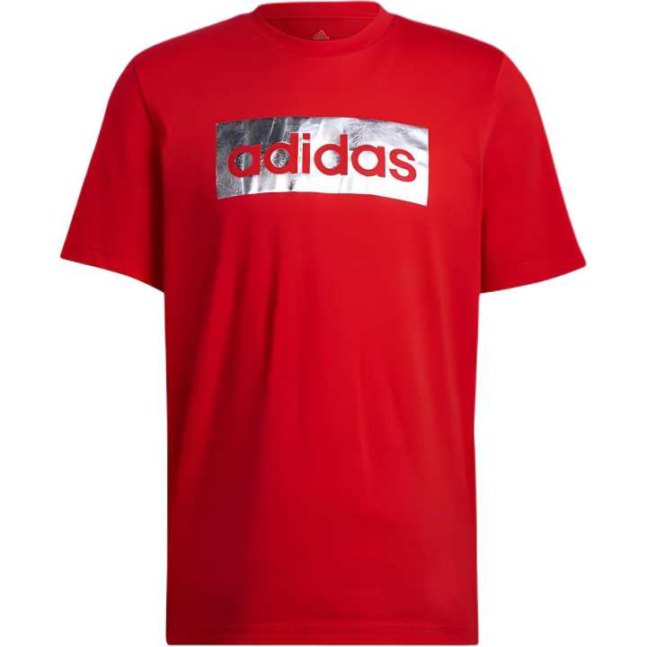 Adidas Adidas T Shirts Men's Red Crew Neck Moderate Straight Fit