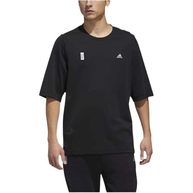 Adidas Adidas T Shirts Men's Black Crew Neck Moderate Straight Fit
