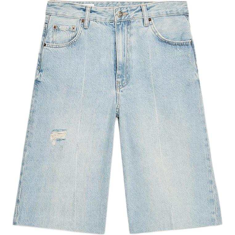 ZARA Trf Denim Shorts Women's Blue Moderate Ripped Pants