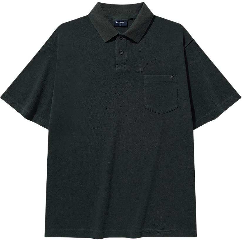 COVERNAT Polo Shirts Unisex Charcoal Gray Polo Collar Moderate Straight Fit
