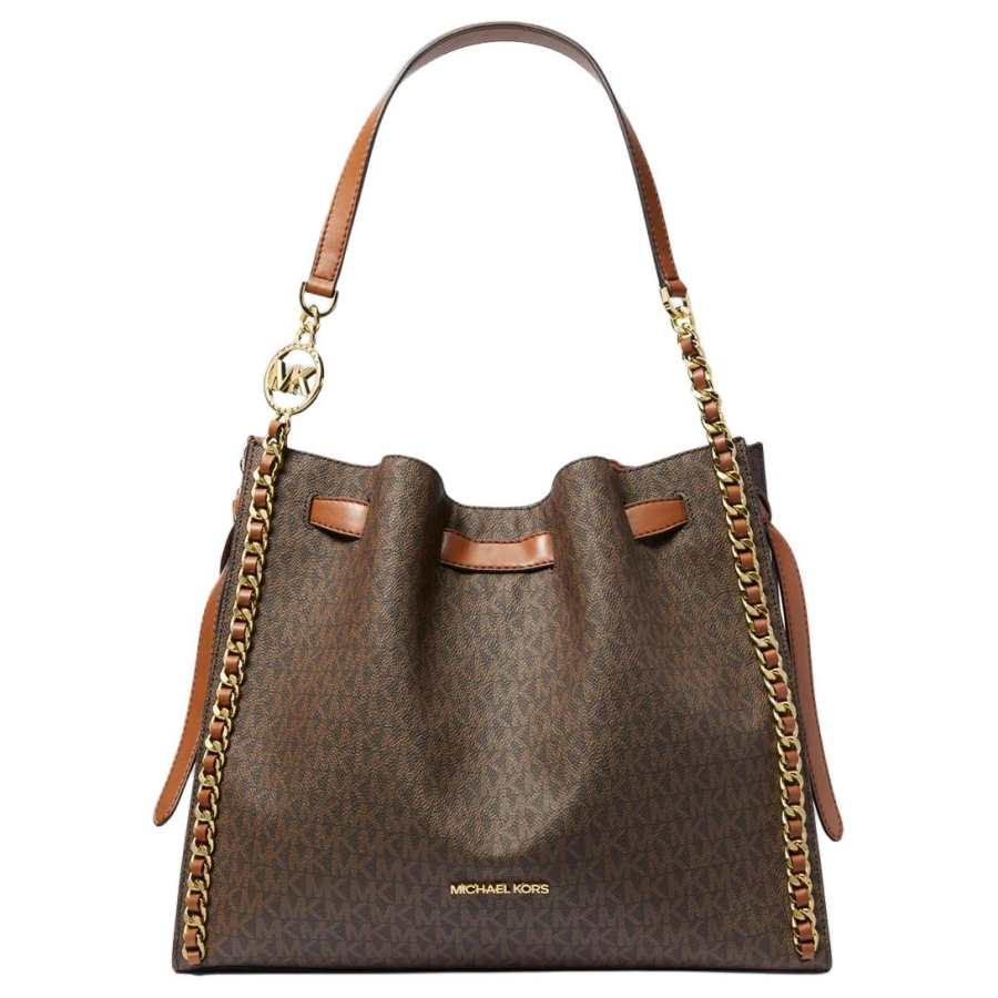 MICHAEL KORS Mina Coated Canvas One Shoulder Handbag Large Women's Brown