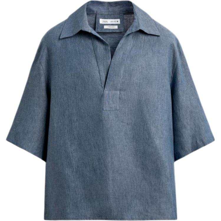 ZARA Polo Shirts Men's Indigo Lapel Moderate Other