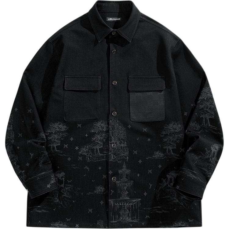 PEACEBIRD MEN Loose Fit Casual Denim Shirt Men's