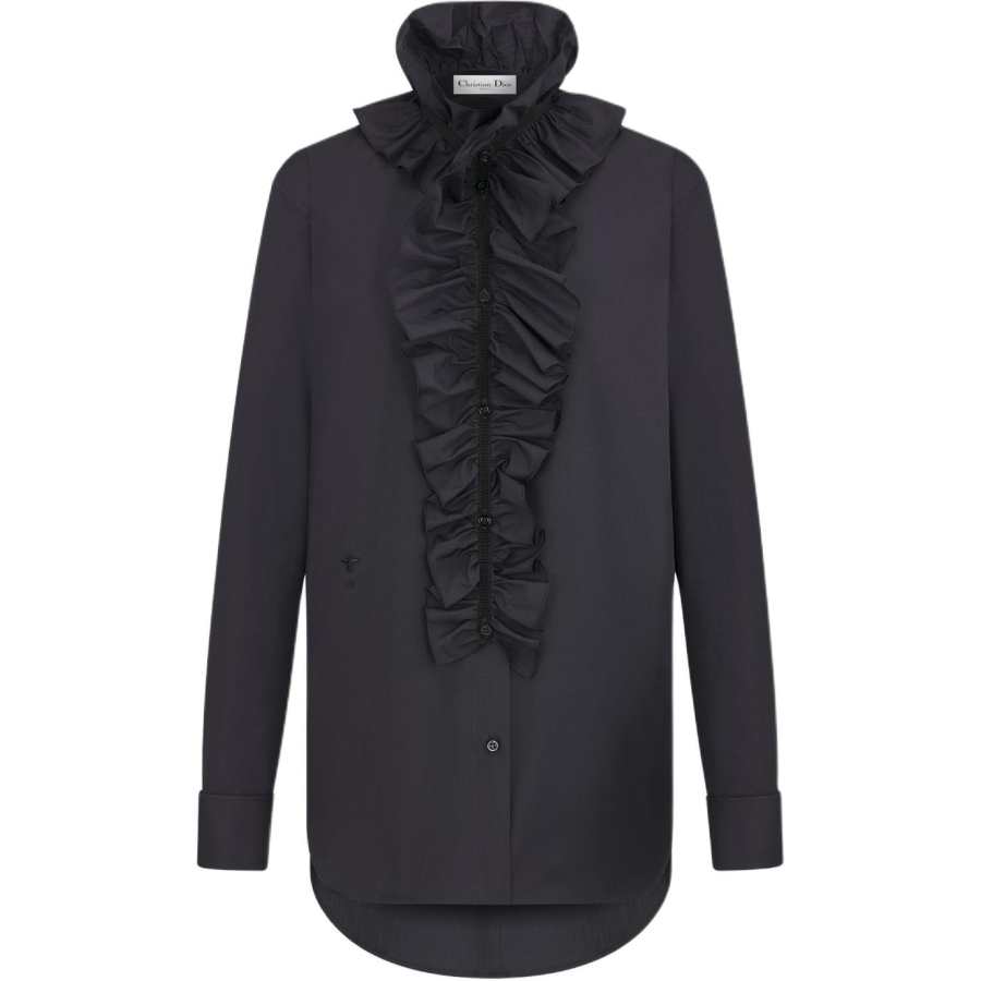 DIOR Shirts Women's Black Ruffle Collar Moderate Other