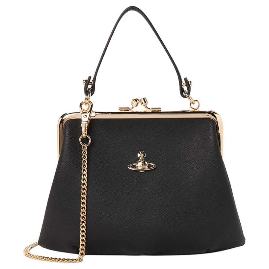 Vivienne Westwood Cow Leather One Shoulder Handbag Women's Black