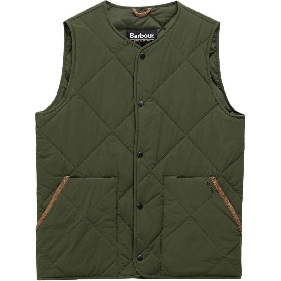 BARBOUR Vests Men's Army Green Crew Neck Moderate Other