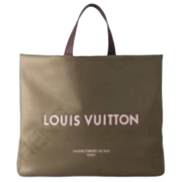 LOUIS VUITTON X Nigo Collaboration Label Handbag Large Women's Gray Green