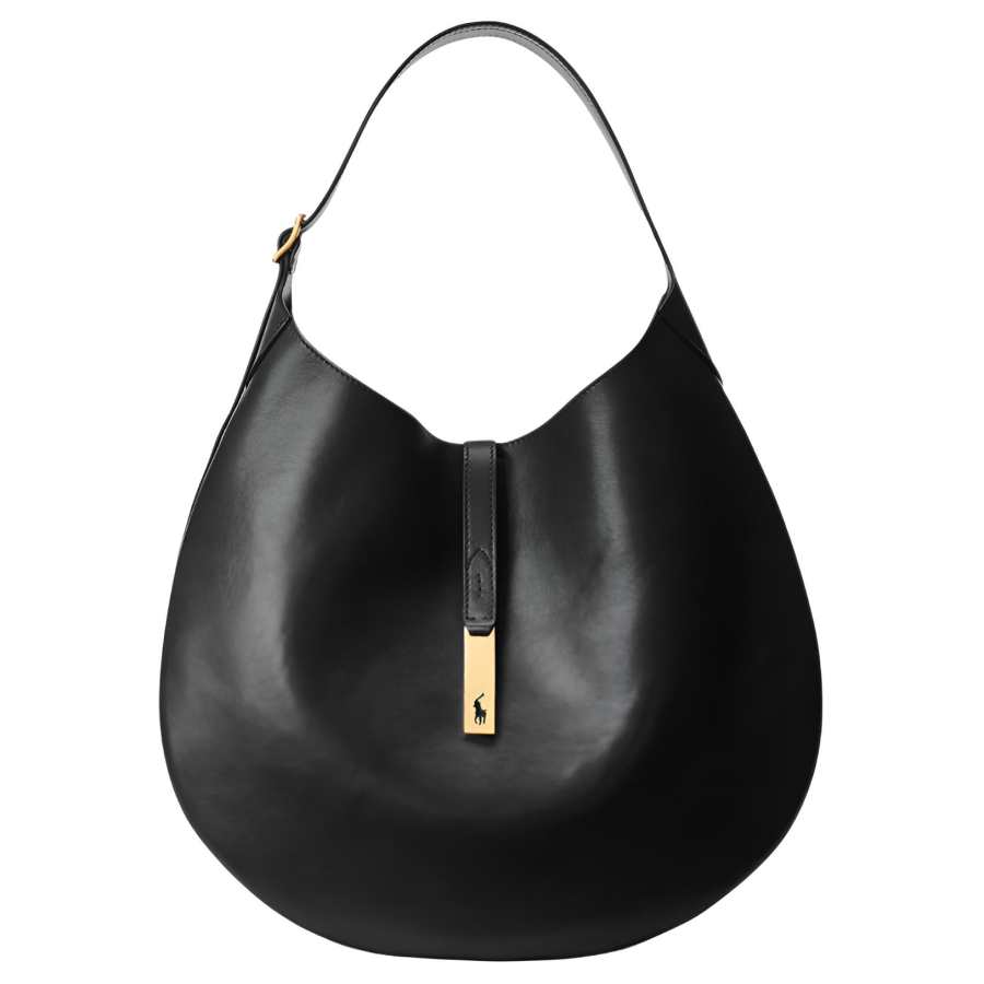 Polo Ralph Lauren Polo ID Cow Leather Handbag, Shoulder Bag Women's Black