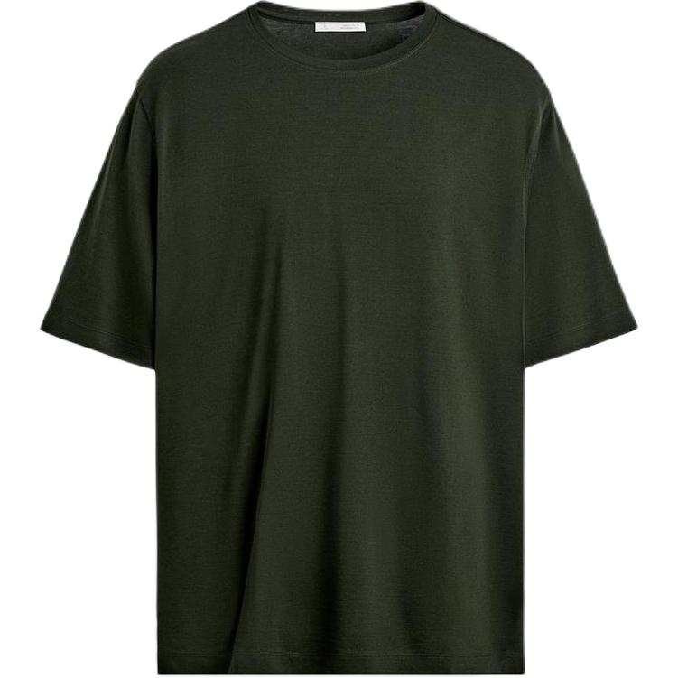 ZARA T Shirts Men's Dark Green Crew Neck Moderate