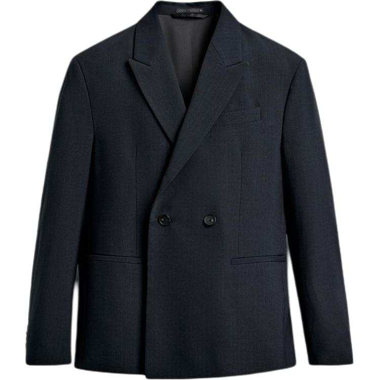 ZARA Business Suits Men's Deep Sea Blue Suit Collar Moderate Business Suit