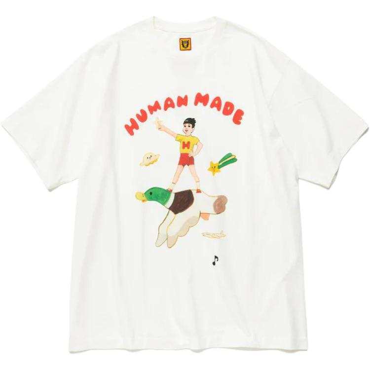 HUMAN MADE X Keiko Sootome T Shirts Unisex White Crew Neck Moderate Straight Fit