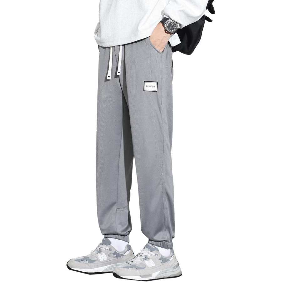 Tonlion Casual Pants Unisex Dark Gray Thin Sweatpants