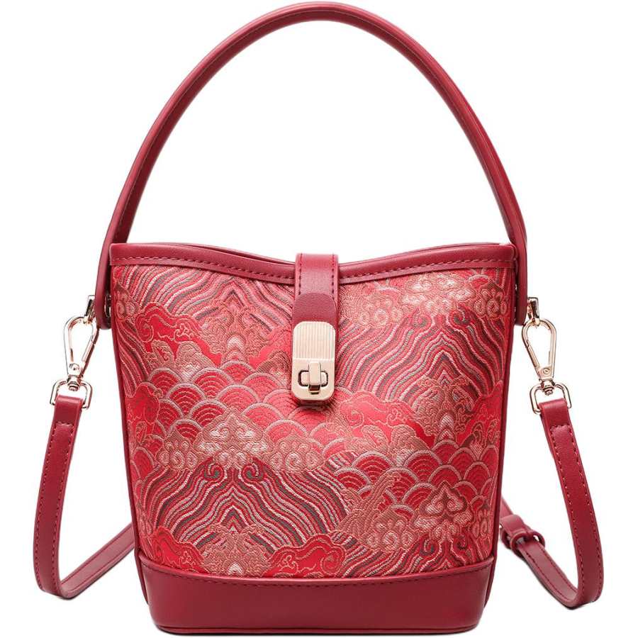 PAYOT Synthetic Leather Bucket Bag, Handbag, Shoulder Bag, Crossbody Bag Women's Festive Red