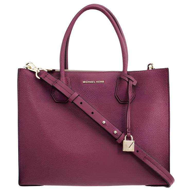 MICHAEL KORS Mercer Cow Leather Handbag Women's Purple