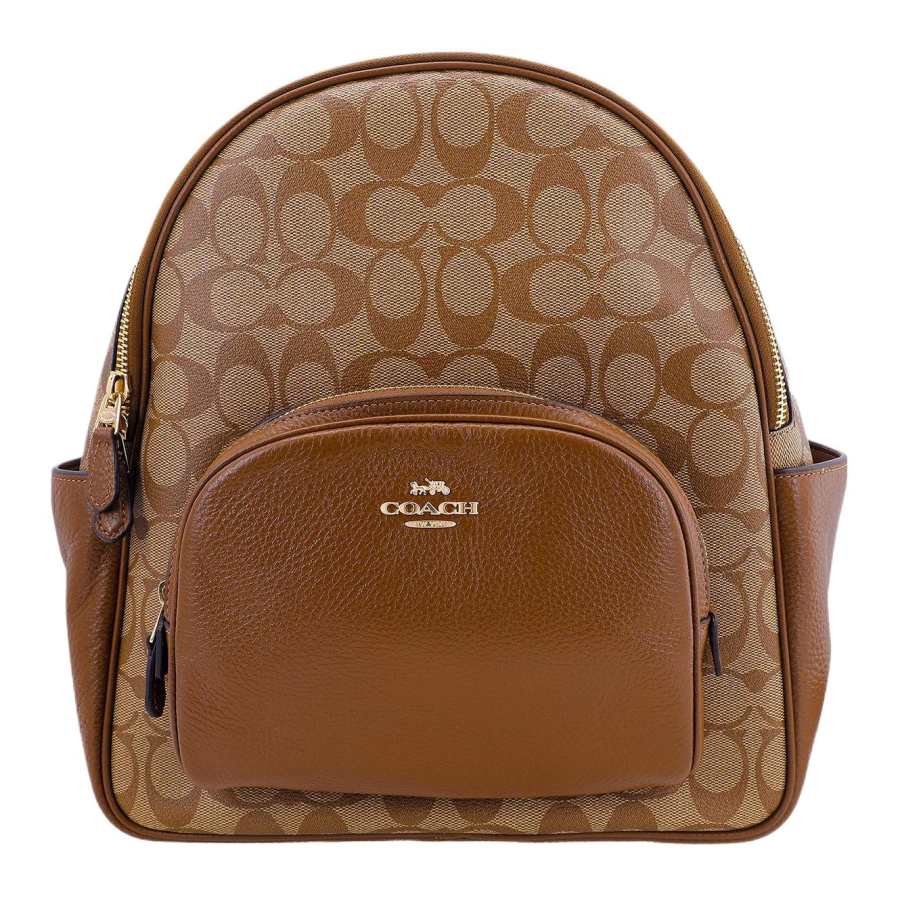 COACH Court Coated Canvas With Refined Pebbled Leather Backpack Large Women's Brown Monogram