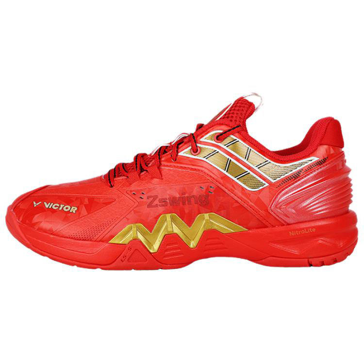 VICTOR 8500NLite Cushioning Abrasion Resistant Low top Badminton Shoes Men's Red Gold