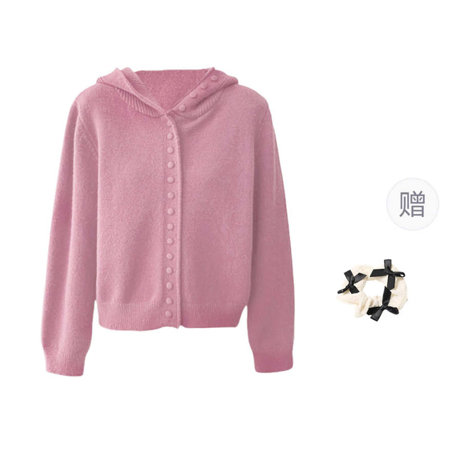 CPAURA Knitwear Women's Hooded Moderate Cardigan