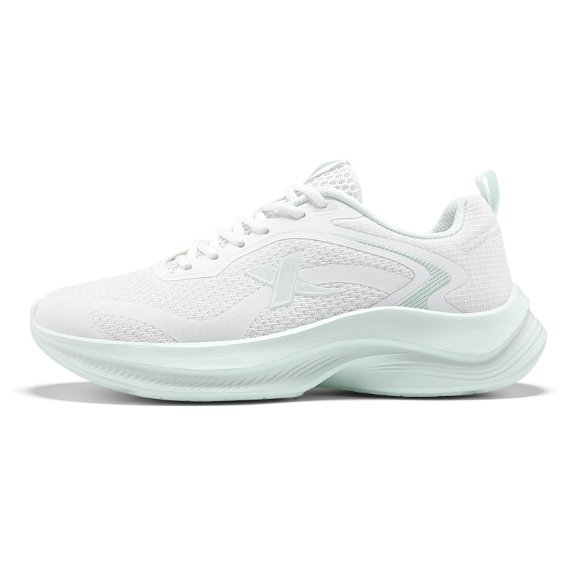 XTEP Cushioning Slip Resistant Low top Casual Running Shoes Women's Sail White Light Fruit Green
