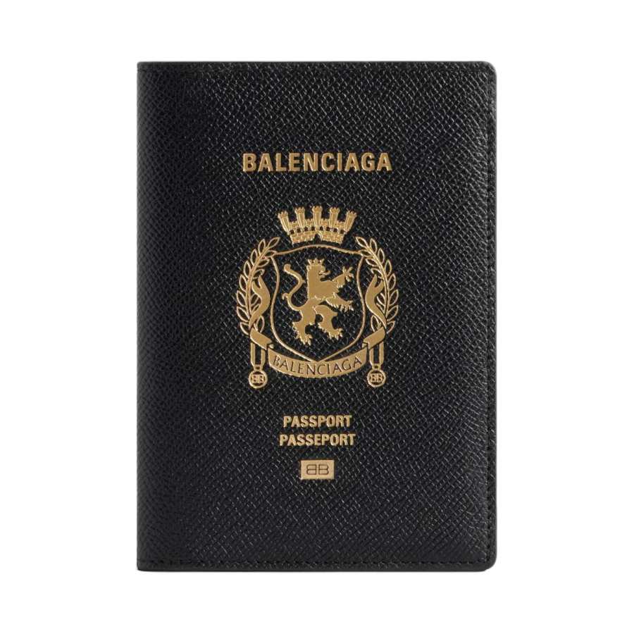 Balenciaga Calfskin Passport Holder Men's Black