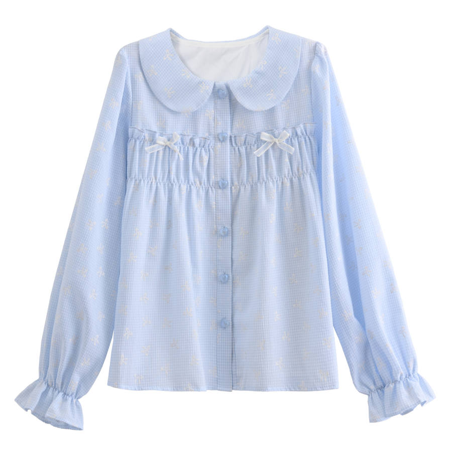 SNBL SNBL Shirts Women's Blue Peter Pan Collar Moderate