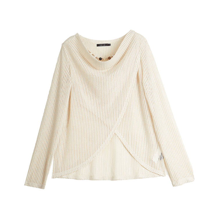ELLE Knitwear Women's Beige Yellow Crew Neck Moderate Other