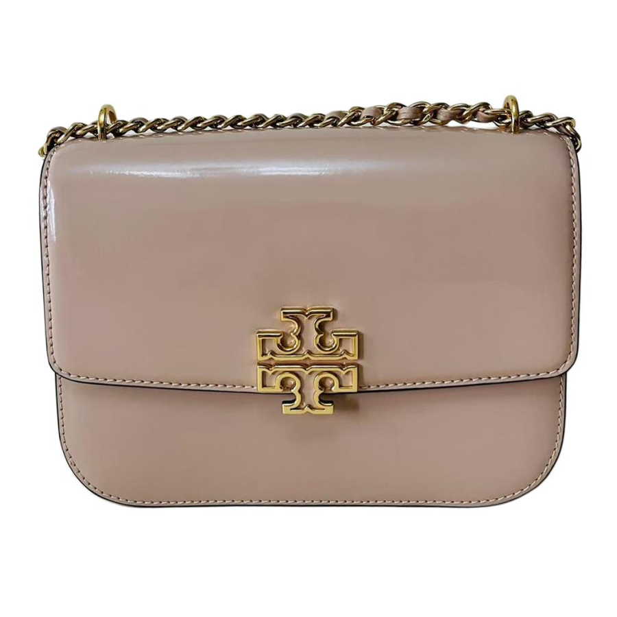 TORY BURCH Britten Patent Leather Chain Bag, Crossbody Bag, Shoulder Bag Regular Women's Nude Pink