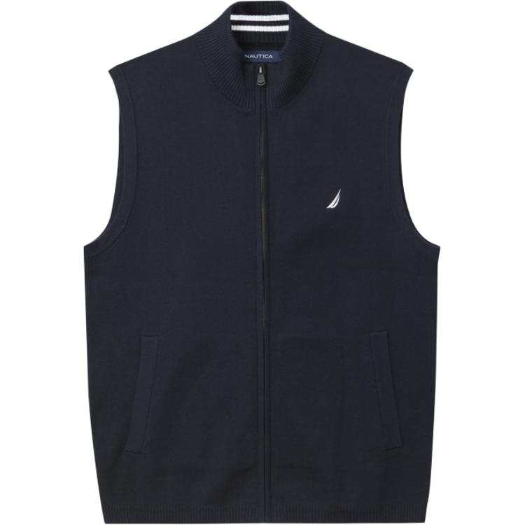NAUTICA Vests Men's Navy Blue Stand Collar Moderate Other