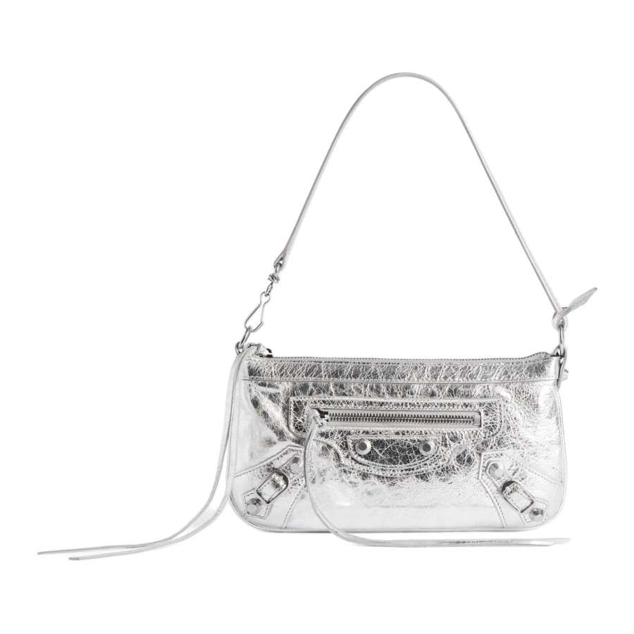 Balenciaga Le City Lambskin Handbag, Shoulder Bag Women's Silver