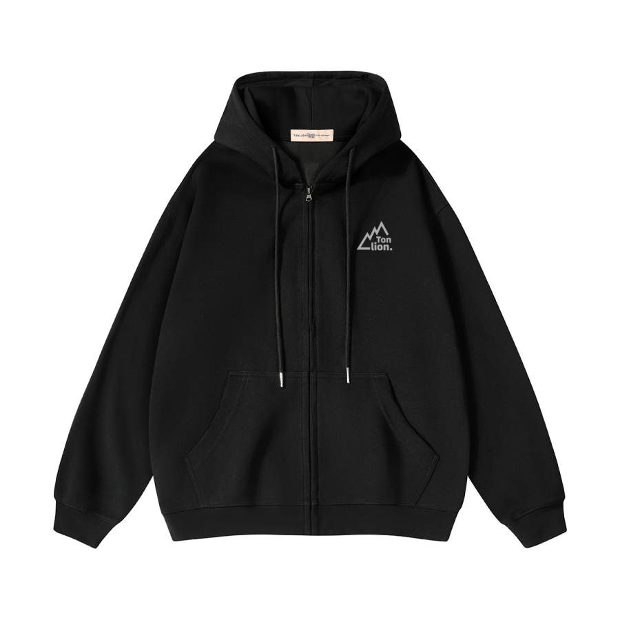 Tonlion Sweatshirts Unisex Hooded Moderate Cardigan