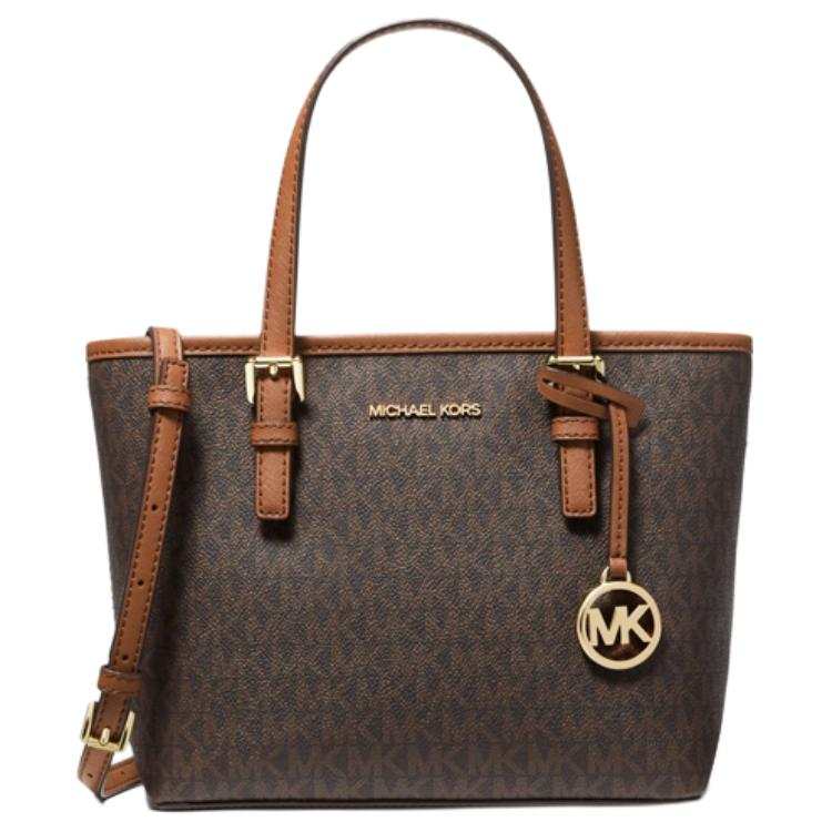 MICHAEL KORS Jet Set Travel Leather Handbag Mini Women's Acorn Brown