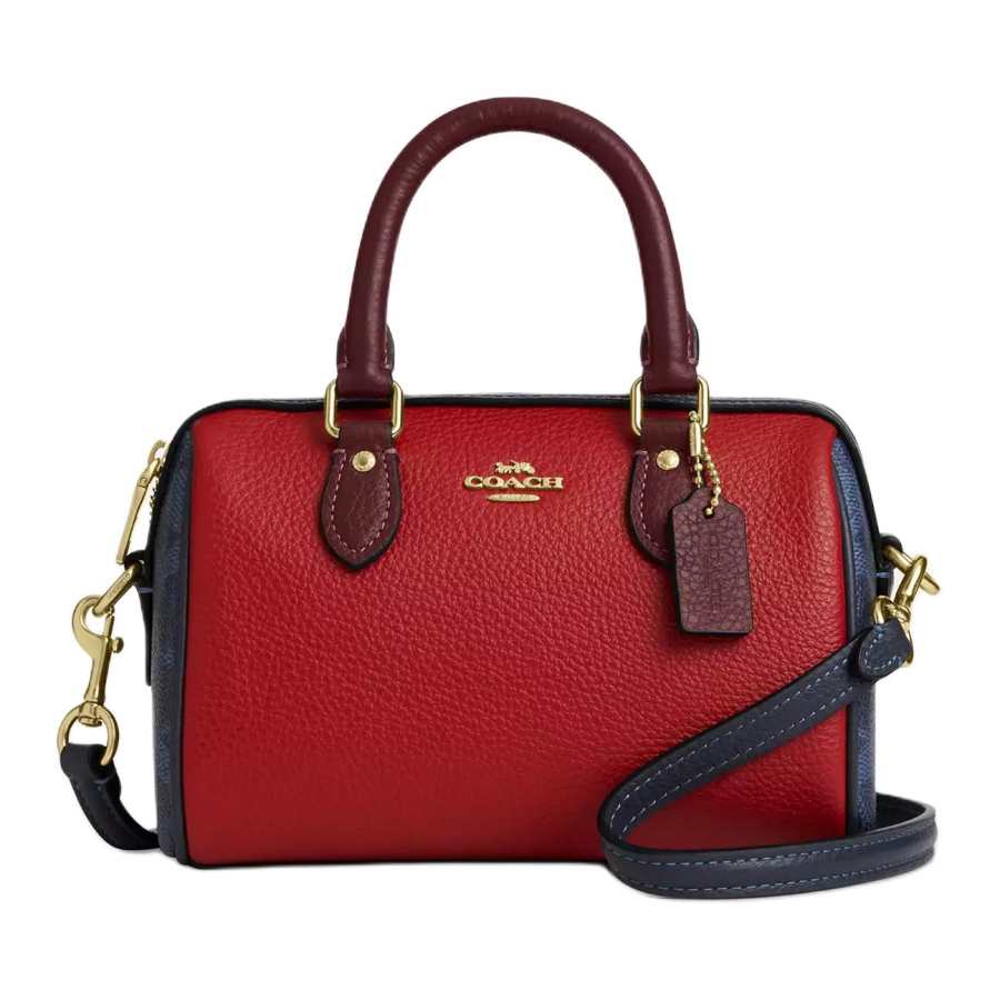 COACH RowanCrossbody Litchi Grain Leather Crossbody Handbag Mini Women's Red