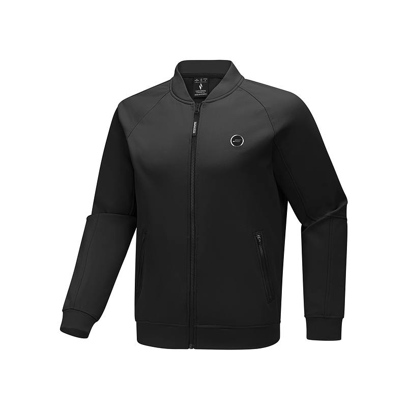 Skechers Comfortable Zippers Raglan Sleeve Multi Pocket Knitted Fabric Fleece Lined Jacket Men's