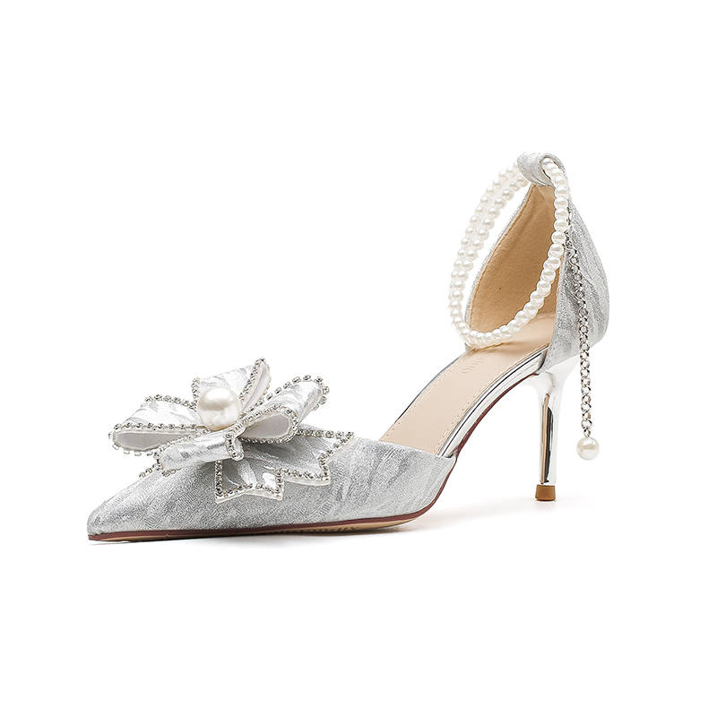 WALIBU Leather Slim Heel High Heels 8cm Women's