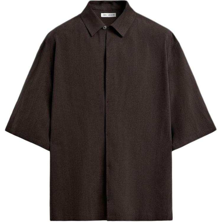 ZARA ZARA Shirts Men's Chocolate Lapel Moderate