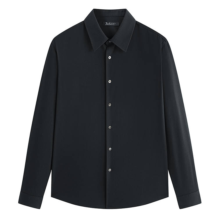 PEACEBIRD MEN Black Elegant Long Sleeved Shirt Men's