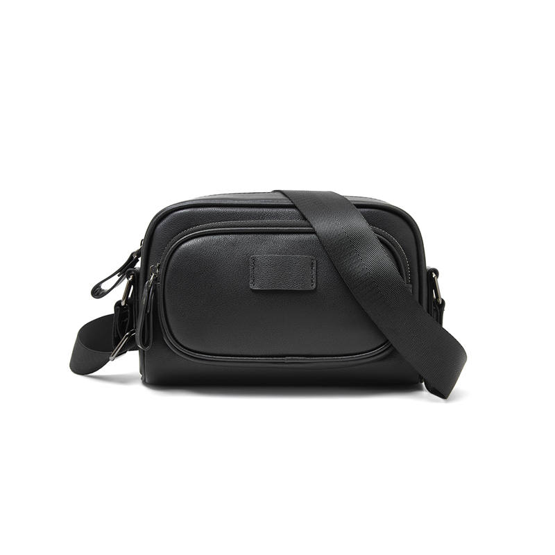 LAORENTOU Top Grain Cow Leather Shoulder Bag, Crossbody Bag Men's Black