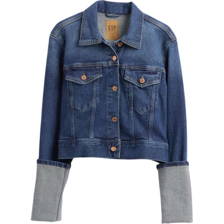 GAP GAP Denim Jackets Women's Medium Washed Lapel Moderate