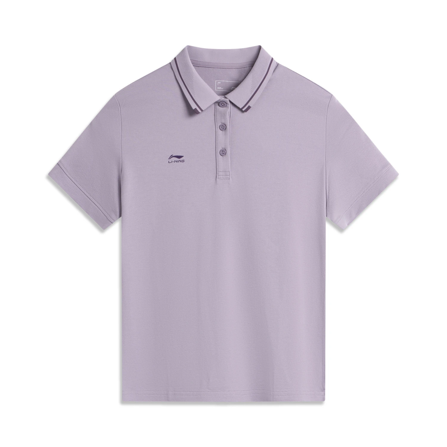 Li-Ning Li Ning Polo Shirts Women's Smoky Gray Mauve Polo Collar Moderate Straight Fit