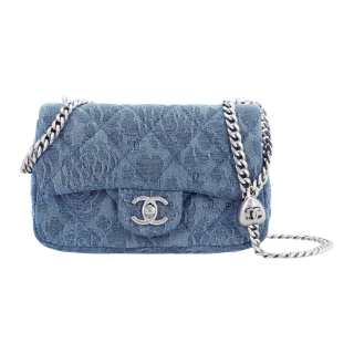 CHANEL 23P SS Washed Denim Shoulder Bag, Crossbody Bag Small Women's Washed Denim