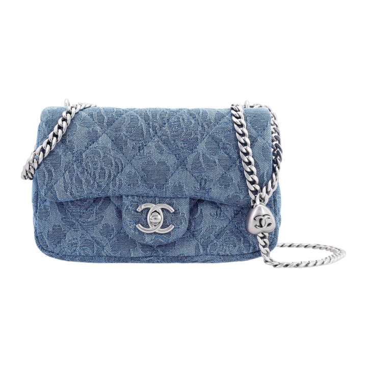 CHANEL CHANEL 23P SS Washed Denim Shoulder Bag, Crossbody Bag Small Women's Washed Denim
