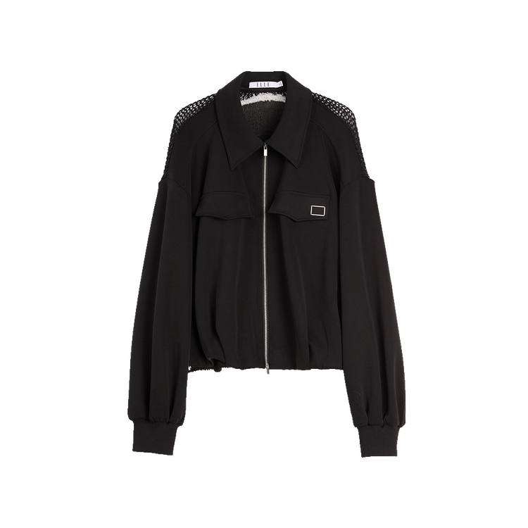 ELLE Sweatshirts Women's Black Lapel Moderate Cardigan