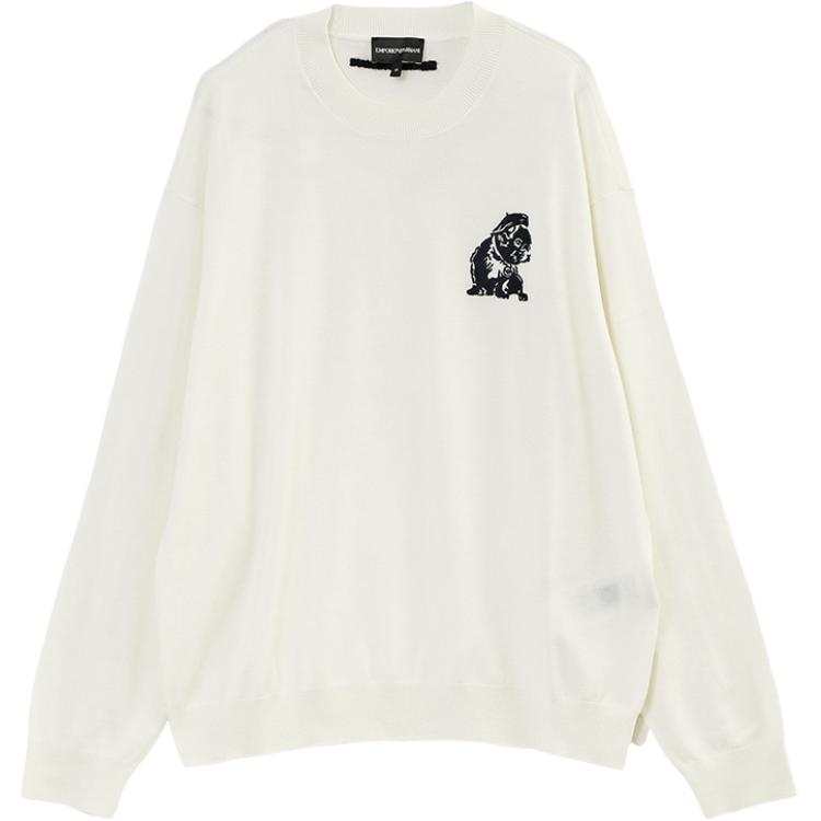EMPORIO ARMANI Sweaters Men's White Crew Neck Moderate