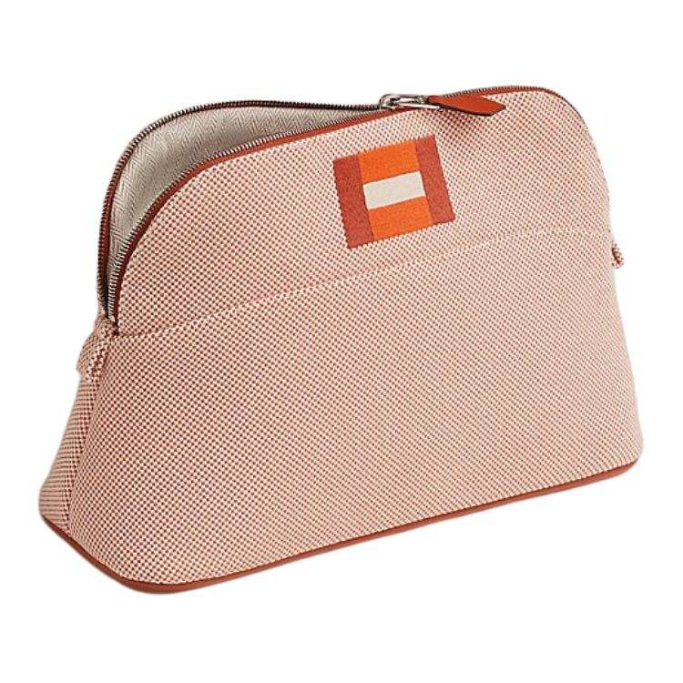 HERMES BolideCasaque Cotton Makeup Bag Medium Women's Orange