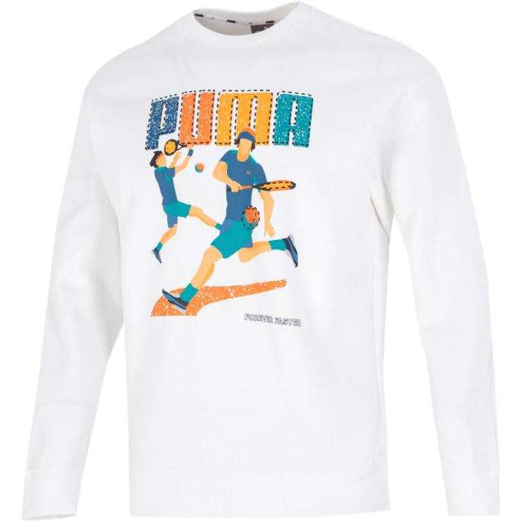 PUMA PUMA Sweatshirts Men's White Crew Neck Moderate Regular